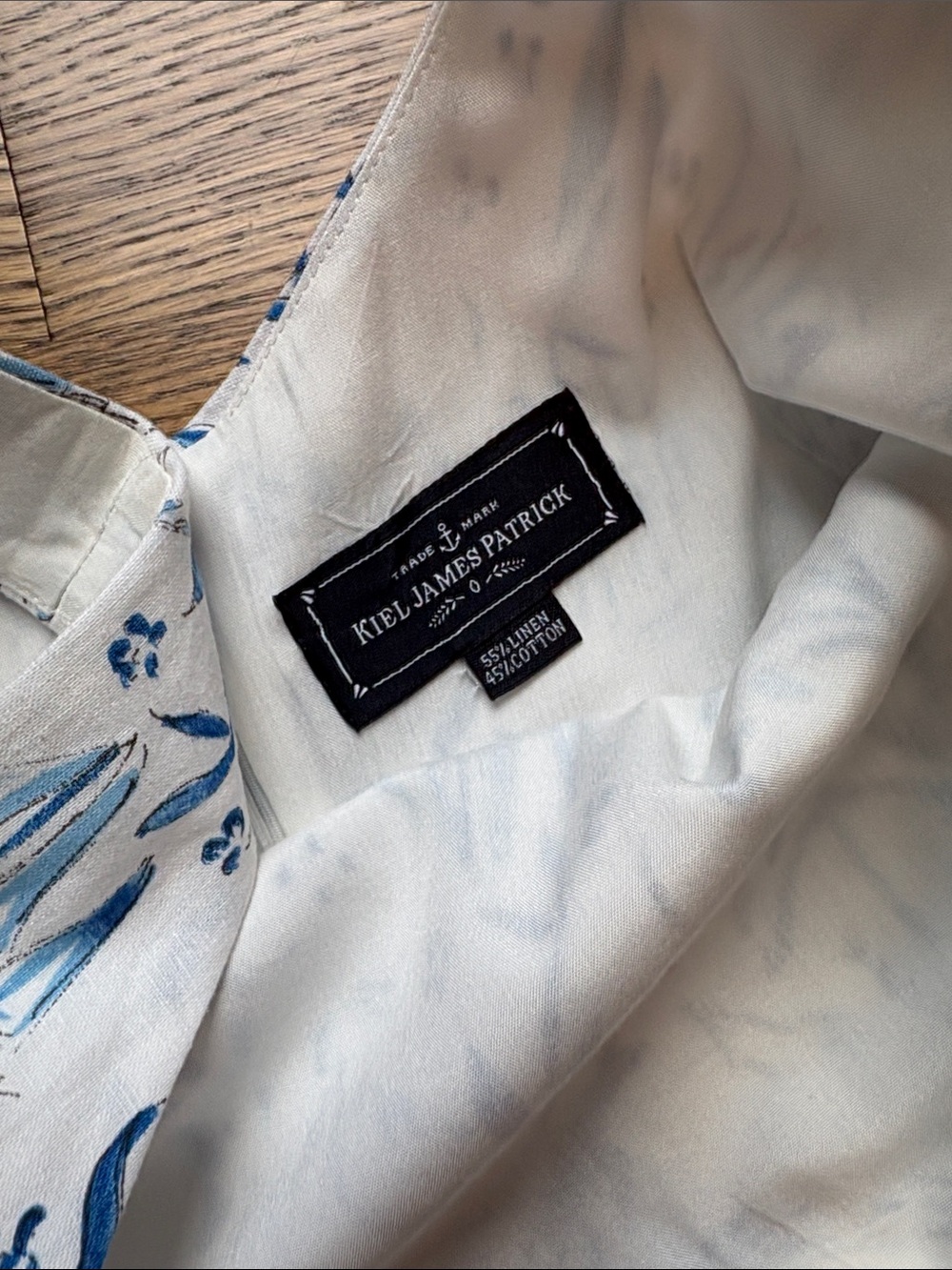 Kiel James Patrick Linen & Cotton Blue and White Nautical Chinoiserie Dress, 0 - Picture 2 of 9